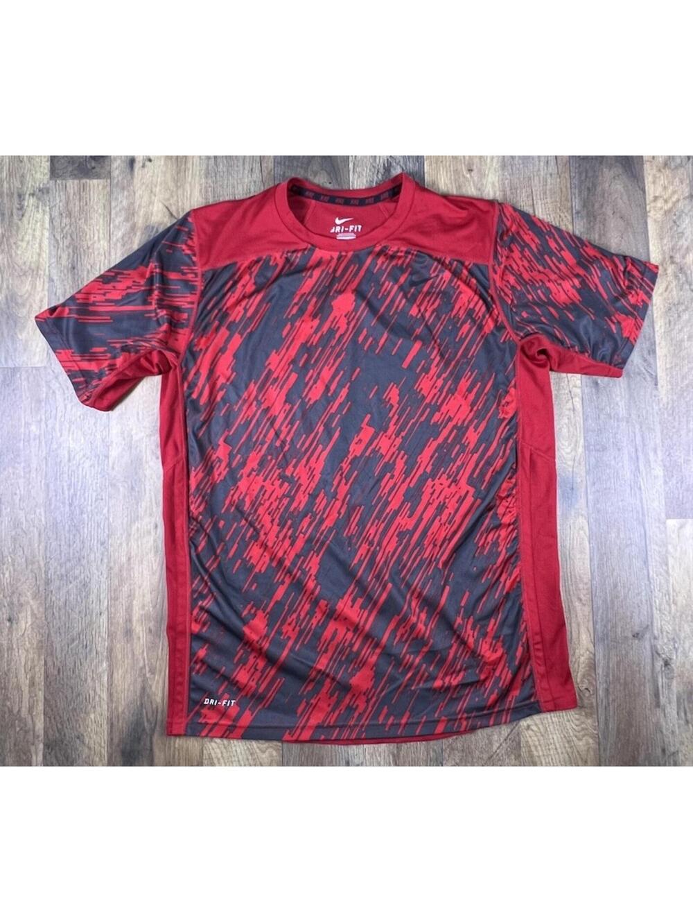 Nike Tech Camo Marbled Performance Tee Short Sleeve Shirt Red Large 613783